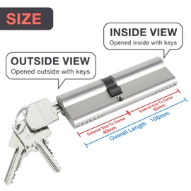 DIDA® 100mm Euro Barrel Lock 40/60 Door Barrel Lock with Key UPVC Door Lock Barrel Profile Lock with 3 Keys Anti-Pick Anti-Bump Anti-Drill Euro Cylinder Lock High Security BS EN 1303:2005 Nickel