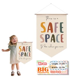 Ainrvteers Safe Space Wall Hanging, Therapy Office Wall Decor, Counseling Banner, School Counselor Office Wall Decor, Classroom Decor, Mental Health Banners, Sensory Room Must Haves (Classics)