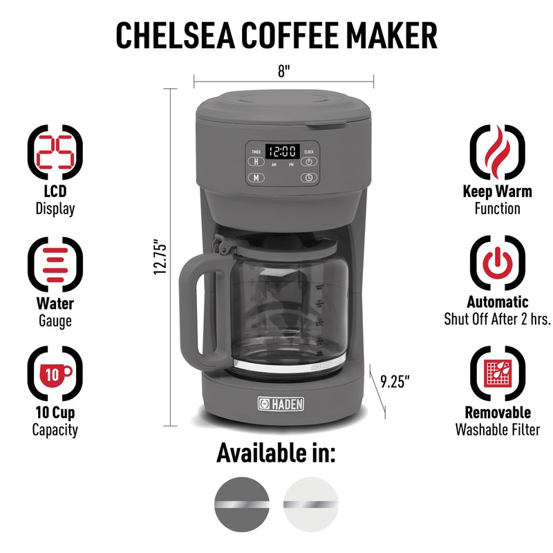 HADEN CHELSEA Digital Drip Coffee Maker 1.25 Liter 10 Cup
