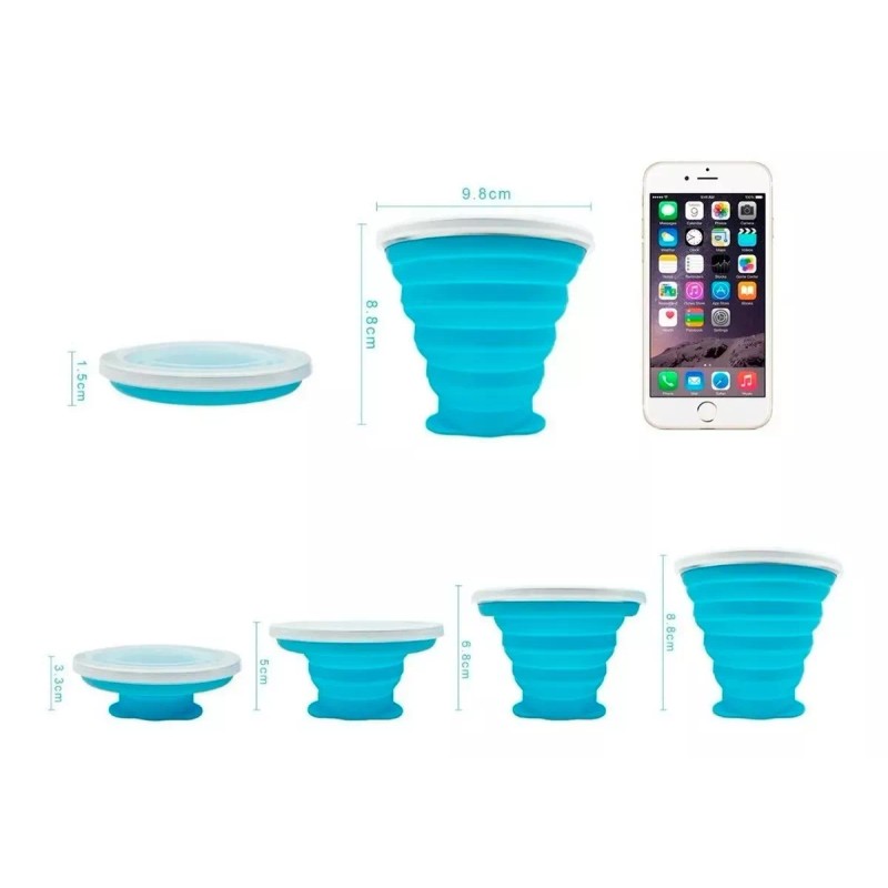 Veraly Vaso De Silicona Plegable Con Tapa Y Correa Portátil