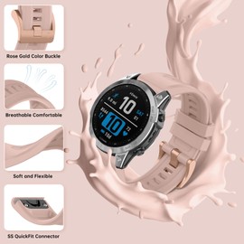 RosMank 20mm Quickfit Watch Band Compatible with Garmin Fenix 8 AMOLED 43mm/7S Pro/7S/6S Pro/6S/5S/5S Plus, Silicone Replacement Strap for Approach S70 42mm/Instinct 2S/Descent Mk3s (Apricot Color)