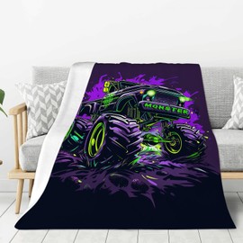 Zhongh Monster Truck Throw Blankets Cozy Fleece Flannel Plush Blanket Bedding Truck Gifts for Boys Girls Lovers Kids Men Women Adults Decor for Couch Sofa Bed 40"X50"