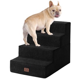 EHEYCIGA Dog Stairs for Bed 18" H, 4-Step Dog Steps for High Bed, Pet Steps for Small Dogs and Cats, Non-Slip Balanced Pet Ramp Indoor, Black