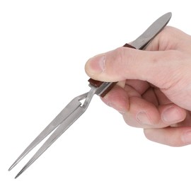 2Pcs Self Locking Tweezers, Straight Curved Tip Cross Tweezers for Fixed Jewelry Soldering Pointed DIY Craft Tool