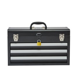 Happybuy 20.5-inch Portable Metal Tool Box, 3-Drawer Small Tool Chest with EVA Liners, Lockable Ball Bearing Slide Drawers & Powder Coated Finish, Versatile Tool Organizer