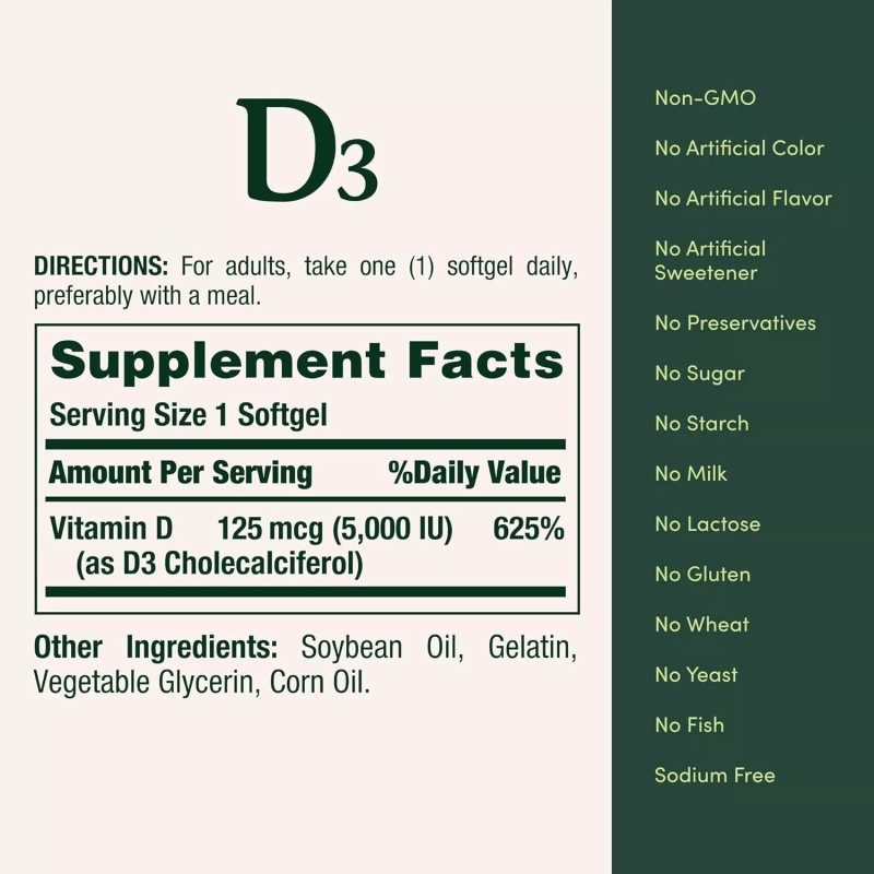 Nature’s Bounty Nature's Bounty Vitamin D3 125mcg (5,000 IU) -