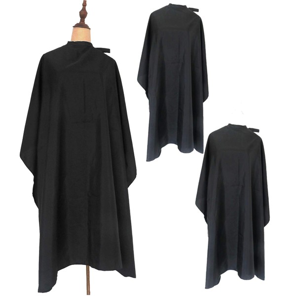 ST-BEST-P Haircut Cape Black Hair Cutting Salon Barber Capes Waterproof hairdressing for Clients Men Adults (3PCS-Barber Capes)