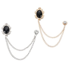 PATIKIL Gem Hanging Chain Brooch Pin 2 Pcs Rhinestone Men Gem Brooch Suit Pin La Perpin Women Men Clothing Dress Bouquet Coat Hat Bag Blacks
