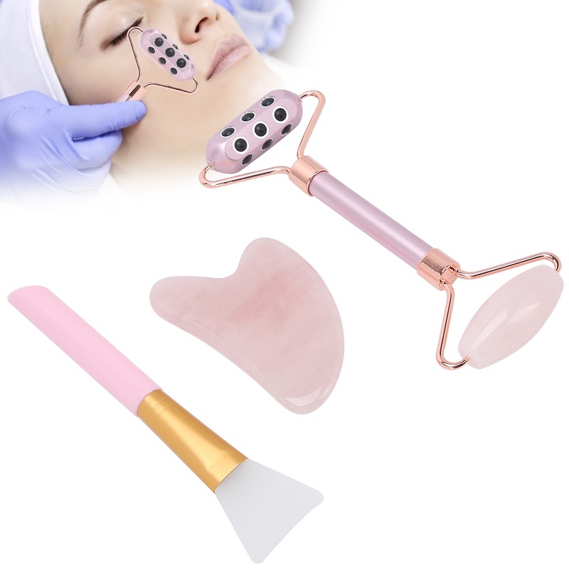 Face Roller Massager Gua Sha Board Mask Brush Set Beauty