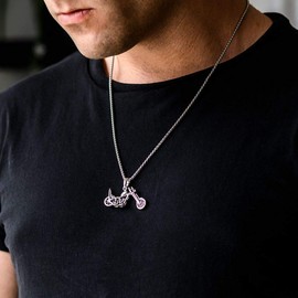 Materia KA-284 Men's Motorcycle Bike Pendant 925 Sterling Silver Antique Oxidised, Dimensions: