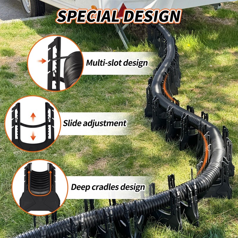 OULEME 30FT RV Sewer Hose Support, Black Tank Hose Holder