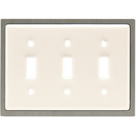 Liberty Hardware 64156 Ceramic Insert Triple Switch Wall Plate, Bisque