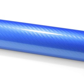 60"x300" (5FTx25FT) 5D Carbon Fiber Textured Sky Blue High Gloss Vinyl Wrap Auto Car Sticker Decal Film Sheet Bubble Free Air Release Technology with Tool Kit