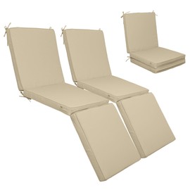 PERFECT GARDEN 2 Pcs Chaise Lounge Cushion Outdoor, 71 x 24 x 3 Inch Lounge Chair Cushions for Outdoor Furniture - Waterproof Lounge Patio Replacement Cushion for Lawn Pool (Khaki)