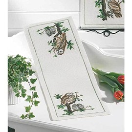 Permin Hardanger Table Runner Embroidery Kit Owl Family Counted Pattern