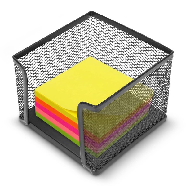 Desk Notes Cube,Mesh Memo Pad Holder,4.1×3.1inch Note Block Holder,Desktop Notepad