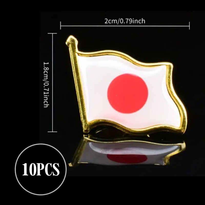 10pcs Japan Flag Badge Metal Enamel Lapel Pin Brooch National