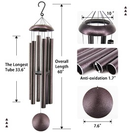ASTARIN 60" Extra Large Outside Metal Wind Chimes with Deep Tone, Outdoor for Patio Balcony Garden Yard Decoration