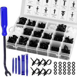 GLISTON 415 Plastic Rivets, 18 Types, Universal Car Fender, Bumper Clip, Interior Peel Off Set, Push Rivet Nylon, Bumper, Fastener, Fender, Fastener, Push Trim Clip, Compatible with Toyota, Nissan, Mitsubishi, Honda, Subaru, Mazda and More Storage Case, 