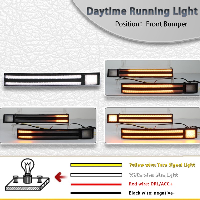 PGTOPONE Switchback White/Amber LED Front Bumper Fog Light DRL/Turn Signal