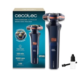 Cecotec PrecisionCare Aluminium Rotary Razor Blades for Long and Short Hair, Smart LED Display, 2 Speed, 8500 RPM, 2 Hour Runtime, Magnetic Head and Titanium Coated