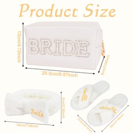 Semato Bride Spa Headband Bride Slippers and Makeup Bag Bridal Shower Gifts for Her for Engagement Wedding