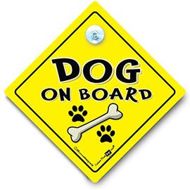 Dog On Board Car Sign Yellow and Black Suction Cup Car Sign For Dog Owners Baby On Board Sign Style For Dog