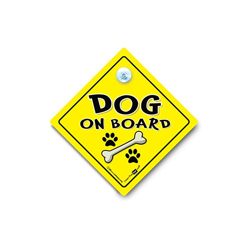 Dog On Board Car Sign Yellow and Black Suction Cup