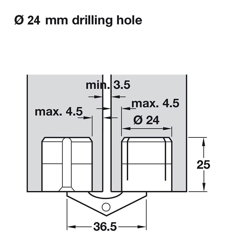 GEFONG Mini Cylindrical Barrel Hinge 24mm for Cabinet Door Panel
