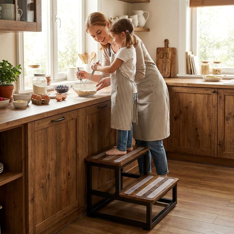 VonDream 2 Tier Step Stools for Adults with Non-Slip Stickers,