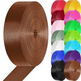 Nylon Webbing 1 inch 1.5 inch Nylon Strap Webbing Straps, 3.3 10 25 50 Yards Webbing Strapping for Bags/Lawn Chair/Climbing Outdoors Crafting DIY Gear Repair(Brown,1.5 inch x 3.3 Yards)