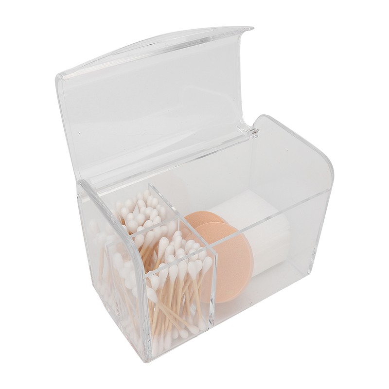 Transparent Cotton Swab Storage Box Makeup Powder Puff Cosmetic Tool