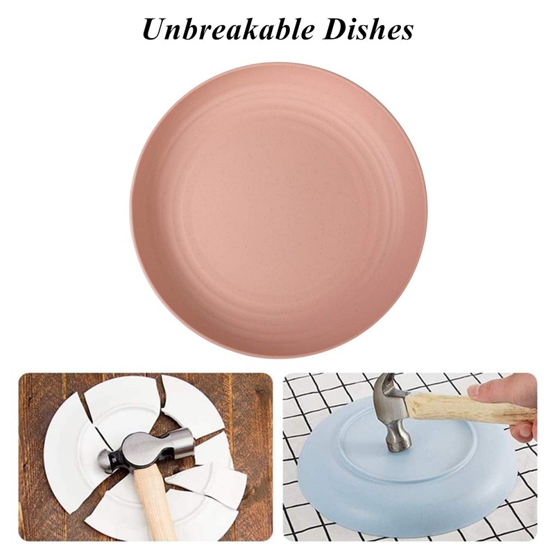 CAMBUY Wheat Straw Plates Lightweight Unbreakable Dinner Dishes Plates Set
