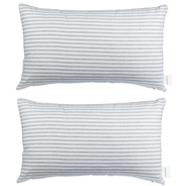 JES&MEDIS Set of 2 Pillowcase Cotton Striped Decorative Rectangular Throw Pillow Covers for Home Car Office Club Lumbar 50 x 30 cm (Gray and White, 2 Pieces, 12" x 20")