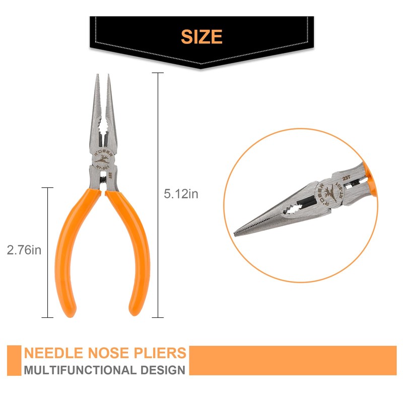 Rongon 4Pack-Spring Loaded Thin Needle Nose 5" Pliers Small Pliers