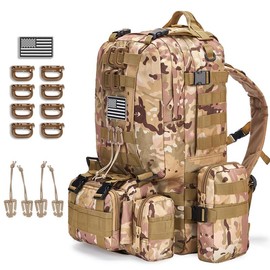 Large Military Tactical Backpack for Men, 40-50L Black Military Backpack for Men and Women, Bug out Bag Army 3 Days Assault Pack Bag Rucksack with Molle System - Color: Cp