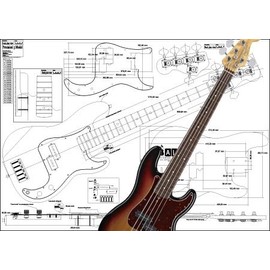 Plan of Fender Precision Bass 5 String – Impresión a escala completa