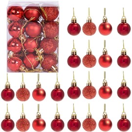 30mm/12Pcs Christmas Baubles Shatterproof Red, Christmas Tree Decorations Ball Ornaments Balls Xmas Hanging Decorations Holiday Decor - Shiny,Matte,Glitter