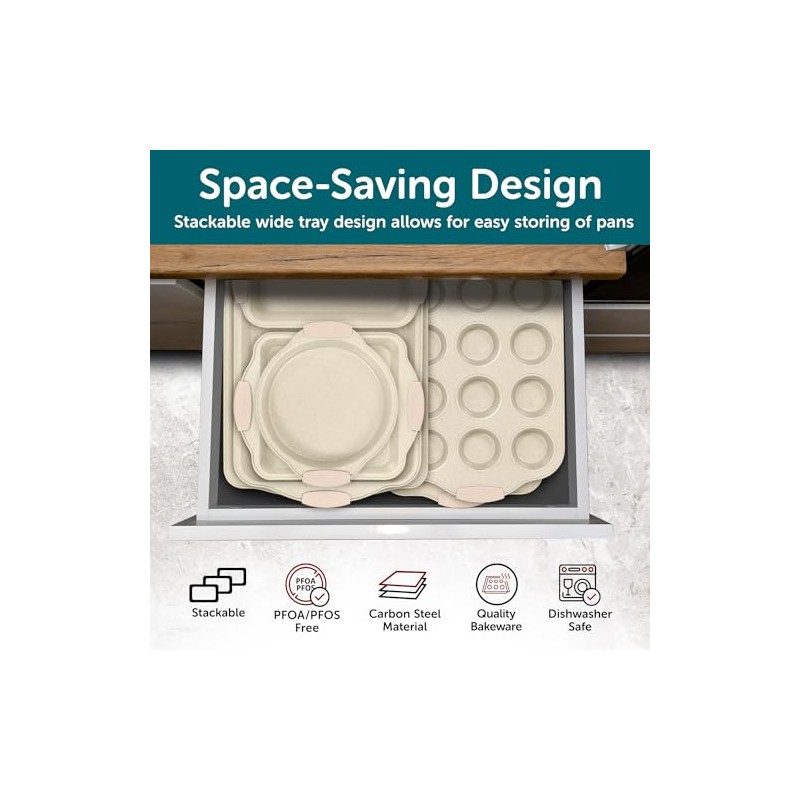 BAKKENMASTER BAKKENMASTER 6-Piece Deluxe Nonstick Baking Pan Set - Professional