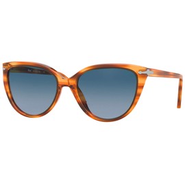 Persol PO3251S Butterfly Sunglasses, Striped Brown/Azure Gradient Blue, 55 mm