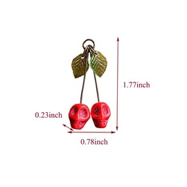 GUZUHUKU 10 Pcs Skull Cherry Charms Red Turquoise Cherry Pendants Unique Skull Charms Pendants for Valentine's Day DIY Bracelet Necklace Earring Jewelry Making Keychains