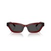 Coach Women's HC8420U Universal Fit Rectangular Sunglasses, Transparent Deep Red/Grey