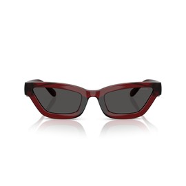 Coach Women's HC8420U Universal Fit Rectangular Sunglasses, Transparent Deep Red/Grey Solid, 55 mm
