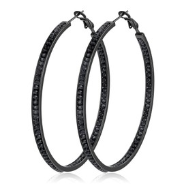 CiNily Large Hoop Earrings for Women Hypoallergenic, Stainless Steel Big Hoop Earring Rhinestone Hoops Small Hoop Earrings Jewelry Gift 40/50/60MM, 50mm, Stainless Steel, crystal