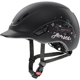 uvex kidoxx - Lightweight Children's Riding Helmet - Individual Size Adjustment - Optimal Ventilation - Happyhorse Black Mat 3XS - XS