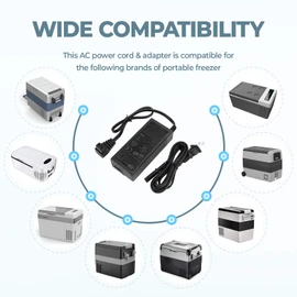 BougeRV 110~240V AC Power Cord for Car Freezer Portable Fridge Refrigerator, AC Adapter for 12V Refrigerators from Most Brands
