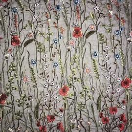 Little Lane Lace 140cm Wide European Seaweed Fabric Inelastic with Embroidery Lace for Curtains, Tablecloths, Pillowcases, Wedding Dresses, DIY (1 Piece in Each Pack) Black