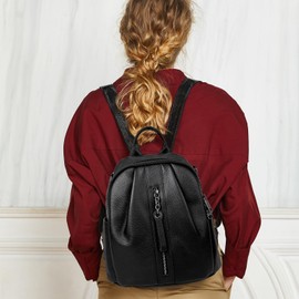 BOYATU Genuine Leather Backpack for Women: Fashion Designer Travel Backpack Purse - Soft Convertible Shoulder Bag for Work & Casual(Black)