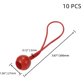 WDONAY 8 Inches Ball Bungee Cords Outdoor Camping Shelter Cargo Projector Screen Tent Poles Heavy Duty Tie Downs 10 Pcs（Red）