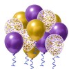 XIKSXITN 12 Inch Purple Gold Metallic Balloons，Purple Gold Confetti Balloons